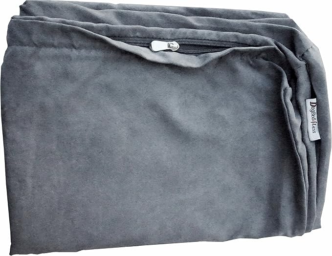 Dogbed4less 55X47X4 inches Jumbo XXXL Size : Suede Fabric External Replacement Cover in Gray Color with Zipper Liner for Dog Pet Bed Pillow or pad