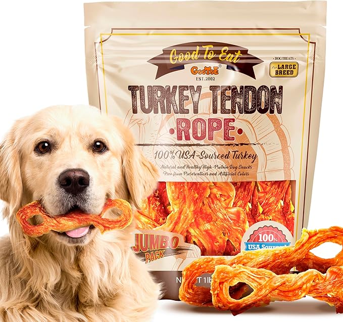 Gootoe Turkey Tendon Dog Treats – 100% USA-Sourced 1 lb 1)