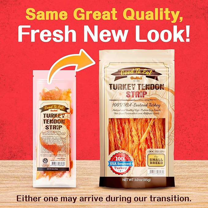 Gootoe Turkey Tendon Dog Treats – 100% USA-Sourced 3oz/Pack