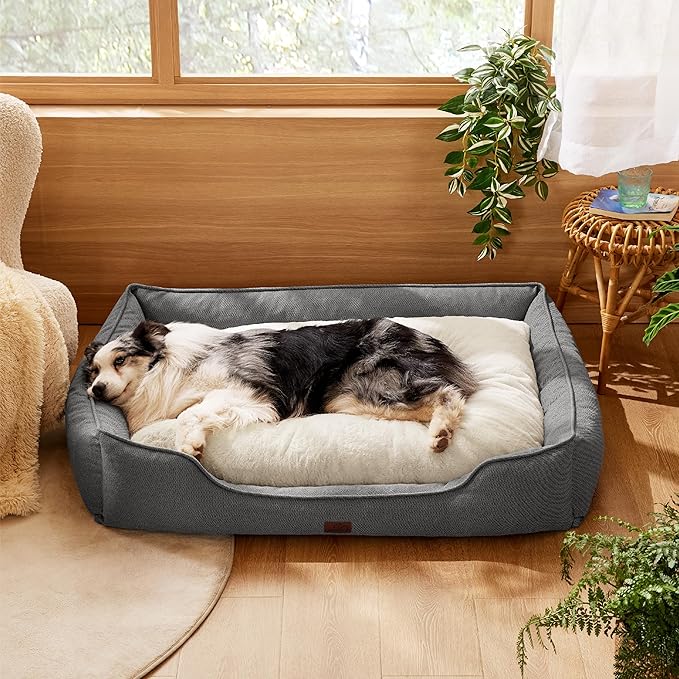 Bedsure Washable Dog Bed for Extra Large Dogs 42x30x10inches, Grey