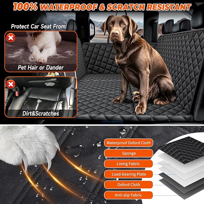XL Dog Car Seat Cover for Back Seat 6 Foldable