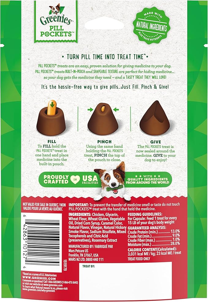 Greenies Pill Pockets for Dogs Capsule Size Natural Soft Dog Treats (6) 7.9 (180 Treats)