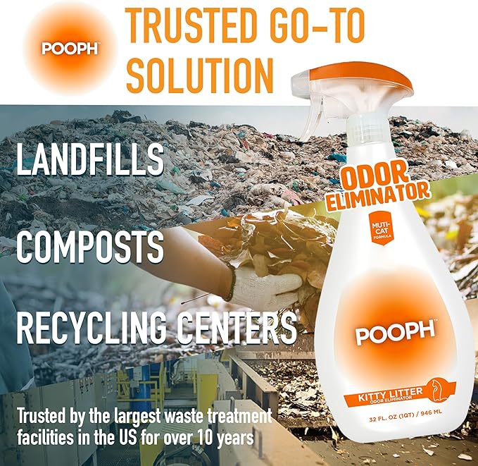 POOPH Kitty Spray - Odor Eliminator, 32oz - Dismantles Odors on a Molecular Basis, Cats, Freshener, Eliminator, Urine, Poop, Pee, Deodorizer, Fresh, Clean, Furniture, Potty, Safe