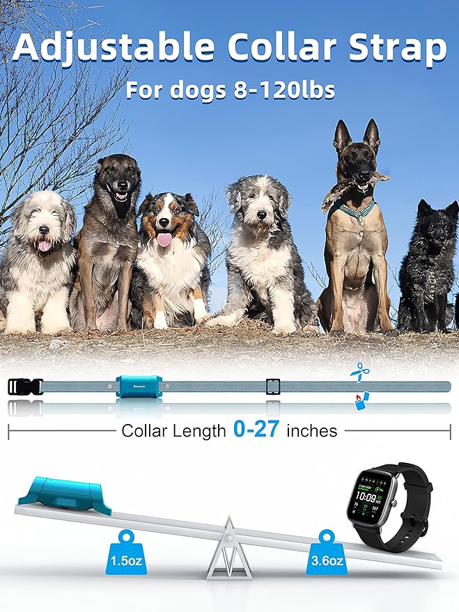 Bousnic Dog Training Collar with Remote 4000ft Waterproof 2 Dogs Shock(1-16) Mode