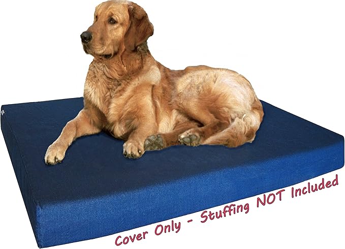 Dogbed4less DIY Durable Blue Denim Pet Bed External Duvet Cover and Waterproof Internal Case for 41"X27"X4" Large Dog Bed