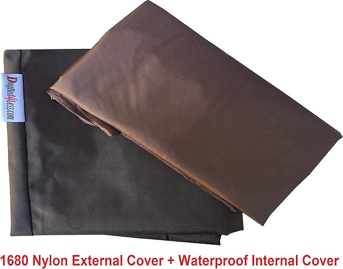 Do It Yourself DIY Pet Bed Pillow Duvet 1680 Nylon Durable Cover and Waterproof Internal case for Dog/Cat at Medium 36"X29" Seal Brown Color