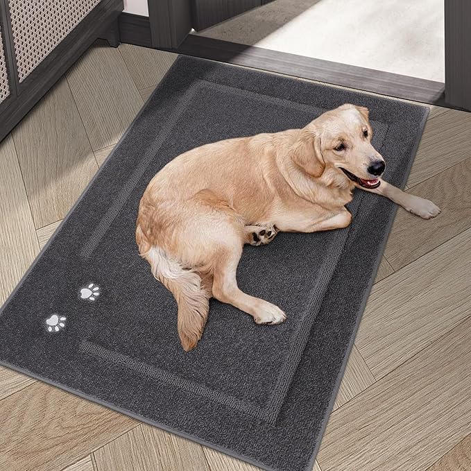 BEQHAUSE Dog Door Mat for Muddy Paws Dirt Trapper Absorbent Mud Mat for Dogs Non-Slip Washable Entryway Rug Low-Profile Soft Indoor Door Mats for Muddy Wet Shoes and Paws 32"x48"