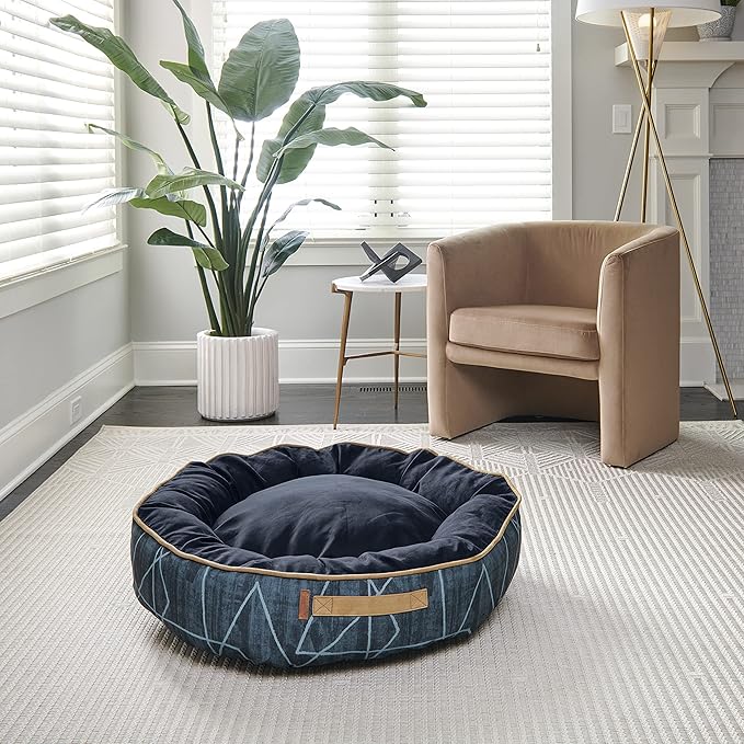 Abstract Bailey Blue Large Round Cloud Dog Bed