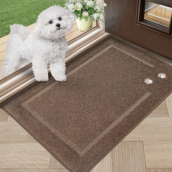 BEQHAUSE Dog Door Mat for Muddy Paws Absorbent Dirt Trapper Entryway Rug Non-Slip Washable Dog Welcome Mat Soft Mud Mat for Dogs Entry Indoor Door Mat for Inside Floor 20"x32"