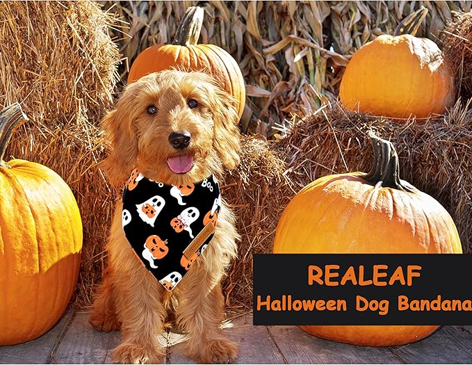 Realeaf Halloween Dog Bandanas 2 Pack