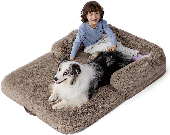 Bedsure Foldable Human Dog Bed for Kids 2 in 1 Calming