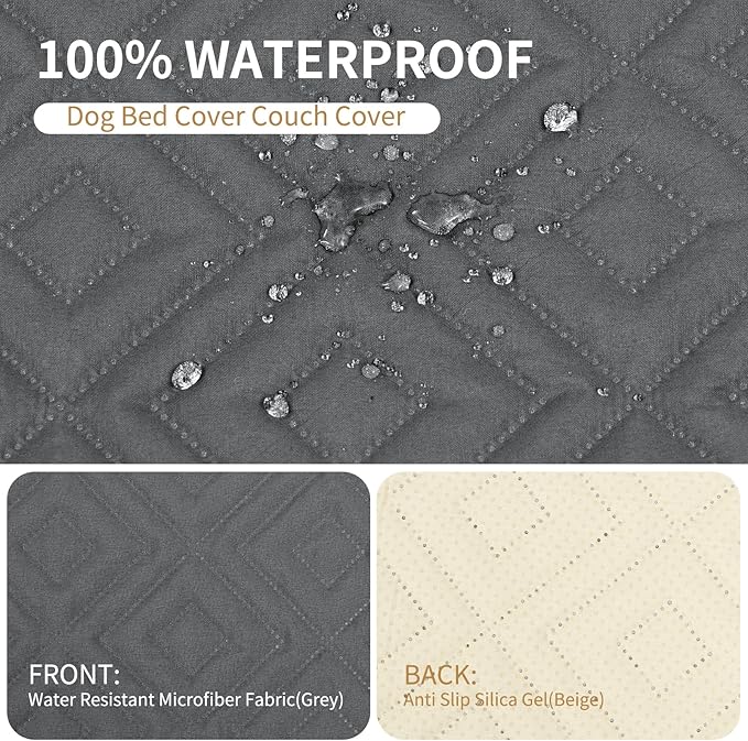 2 Packs Waterproof Dog Bed Cover Cover,30x70 Inch Cats,Dogs,Pets(2 Pcs-Grey/Beige)