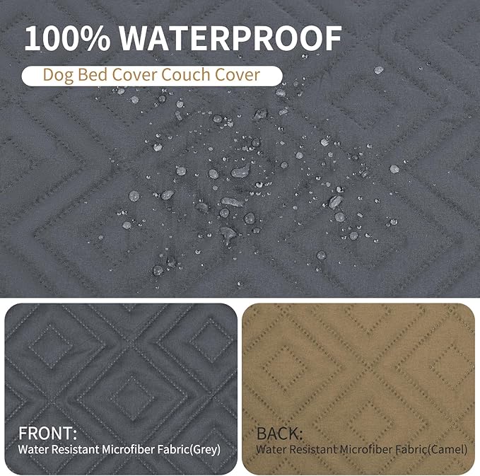 2 Packs Waterproof Dog Bed Cover Cover,30x70 Inch Cats,Dogs,Pets(2 Pcs-Grey/Camel)