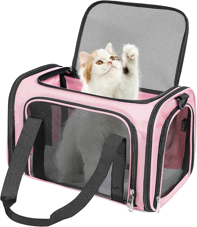 Cat Dog Carrier Up to 15 Lbs TSA Airline Approved Pet Carrier for Small Medium Cats Puppies Dog Carriers for Small Dogs Collapsible Soft Sided Cat Travel Carrier 15.7"x10.2"x10.2"