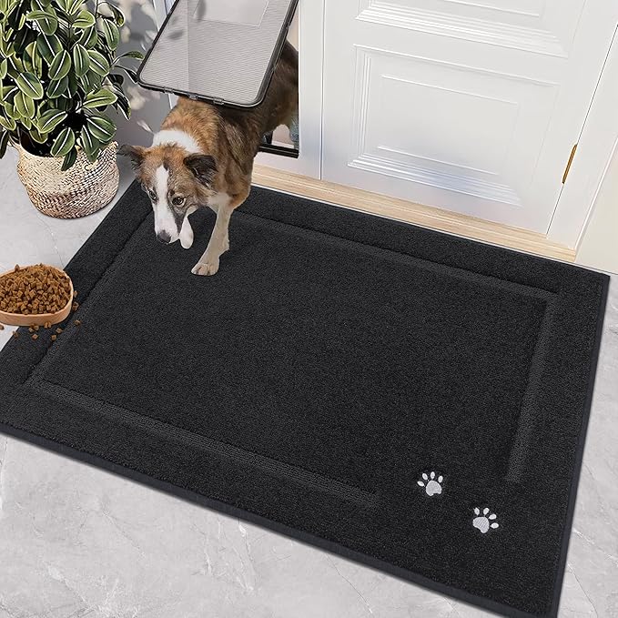 BEQHAUSE Dog Door Mat for Muddy Paws Dirt Trapper Absorbent Entryway Rug Non-Slip Washable Dog Mat Low-Profile Indoor Door Mats Soft Welcome Mat for Muddy Wet Shoes and Paws 32"x48"