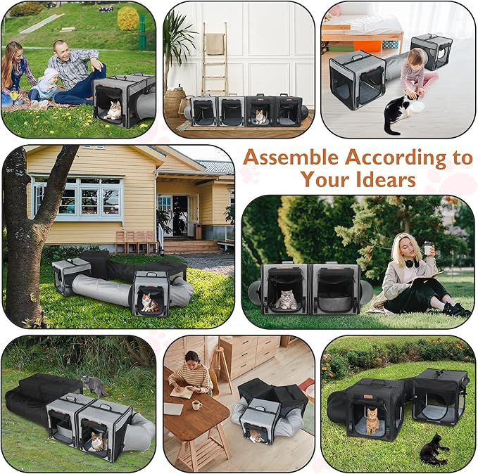 PETUX Cat Travel Carrier with Litle Box 2-in-1 Cat 2 Cats,