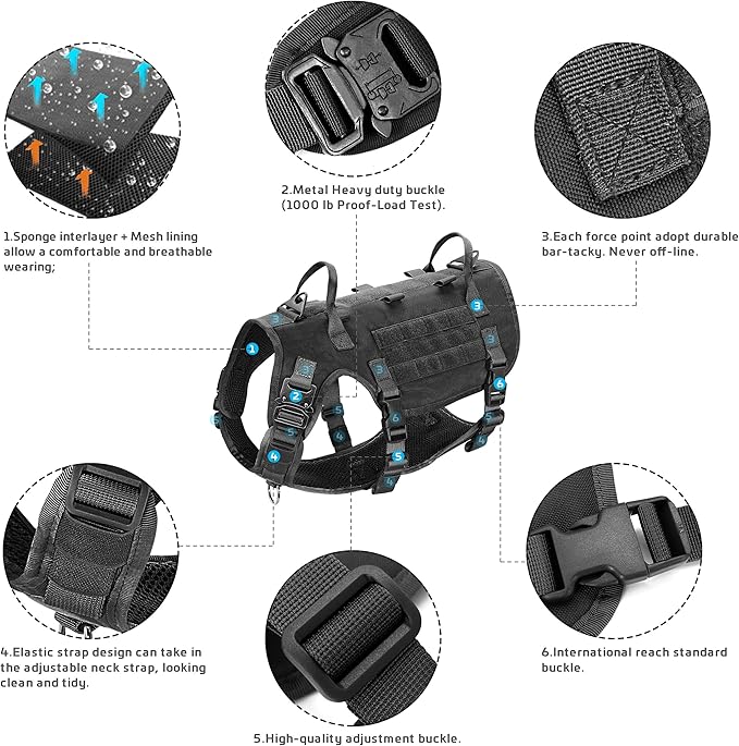 Forestpaw Tactical Dog Harness for Large Dogs