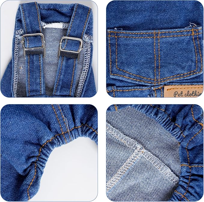 Rbenxia 1 Piece of Dog Denim Shirts Puppy Jean Jacket Sling Jumpsuit Costumes Pet Jean Overalls Dog Pants Outfits for Small Puppy Cat Pets (Blue