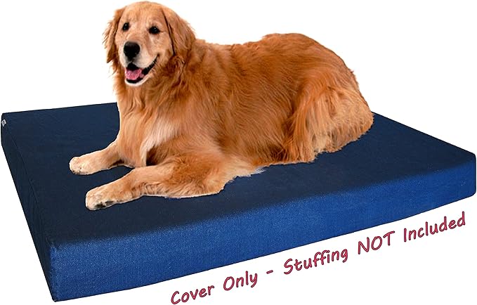 Dogbed4less DIY Durable Blue Denim Pet Bed External Duvet Cover and Waterproof Internal Case for 47"X29"X4" Extra Large Dog Bed