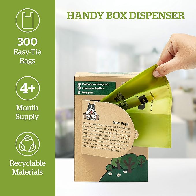 Pogi's Dog Poop Bags with Easy-Tie Handles 300 Doggy