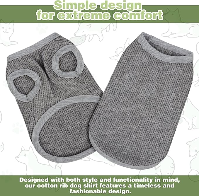 Cozy and Functional Dog Shirts for Small Puppies: Stretchable Gray Attire with Easy-On Design, Ideal for Chihuahuas and Yorkies - Enhance Comfort and Playfulness on Chill Days XX-Large