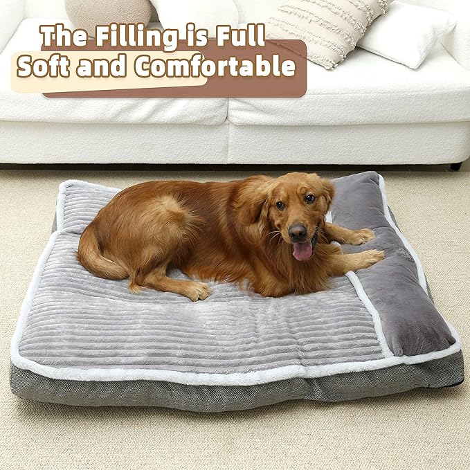 Large Dog Bed with Pillow for Crate Kennel