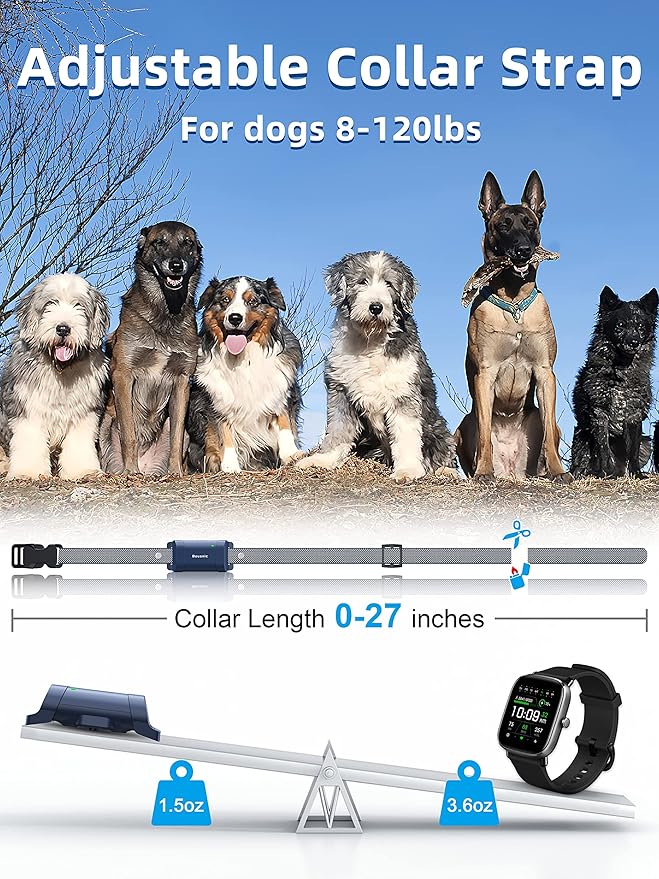 Bousnic Dog Training Collar with Remote 4000ft Waterproof 2 Dogs Shock(1-16) Mode
