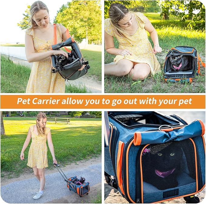 LOOBANI Pet Carrier with Wheels 18x11x11 for 16 LBS
