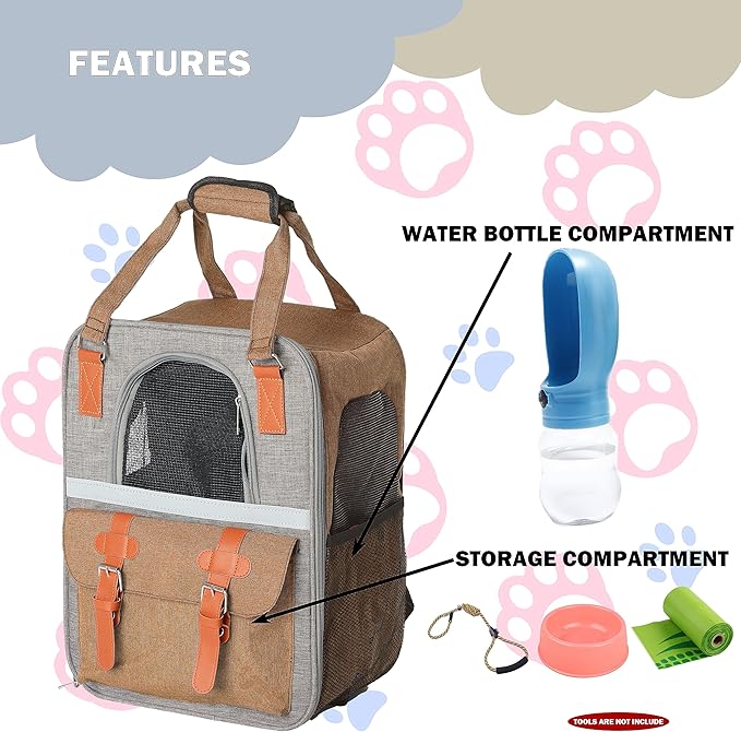 Cango Portable Pet Carrier Large Capacity Backpack for Small Medium Cats Dogs Puppies with Breathable Mesh and Safety Hook