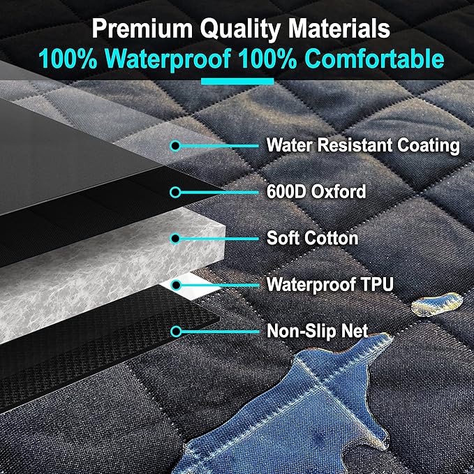 KULULU Dog Car Seat Cover for Back Seat 100% Waterproof (54" W 58" L))