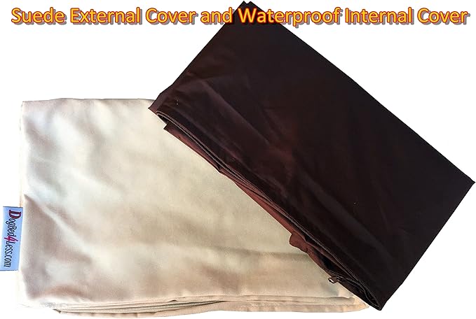 Dogbed4less Do It Yourself DIY Pet Bed Pillow Duvet Suede Cover + Waterproof Internal case for Dog/Cat at Large 48"X29" Khaki Color