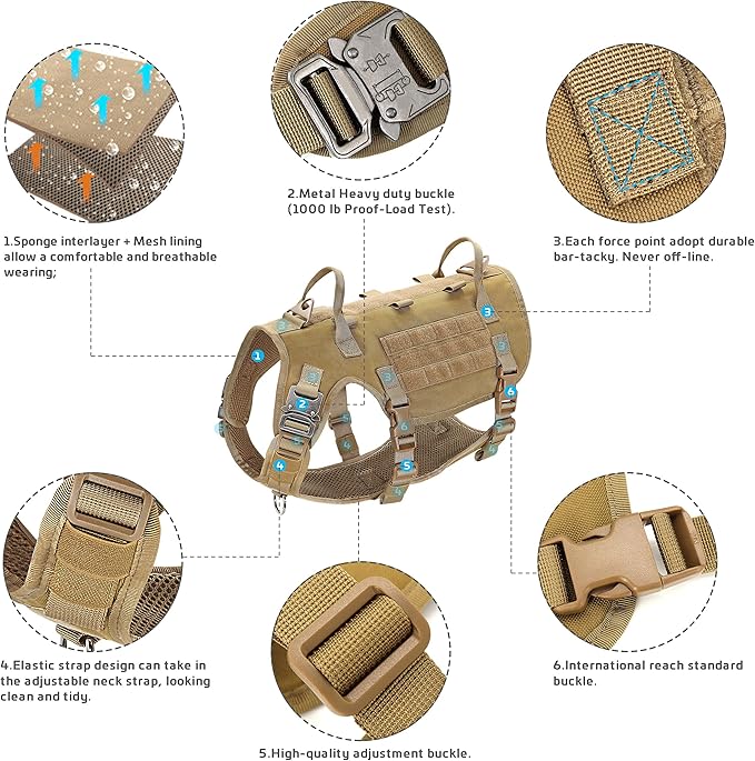 Forestpaw Tactical Dog Harness for Large Dogs