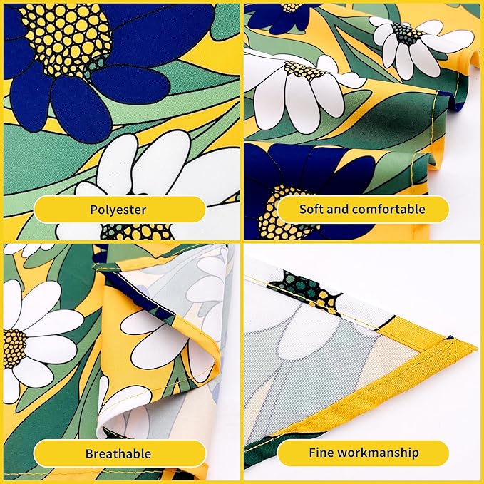 10PCS Dog Bandanas Floral Spring Flowers for Small XS Breed Dog Pink Purple Yellow Pattern Kerchief Triangle Bibs Head Scarves for Boys and Girls Grooming Accessories Costume