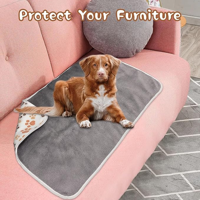 YUEPET Waterproof Dog Blankets 2 Pack 23"×16"(White+Coffee)