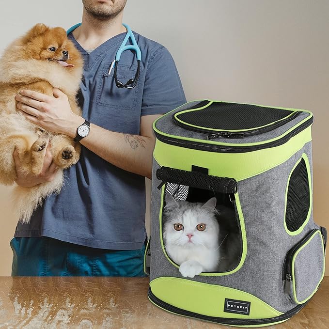 Petsfit Pet Backpack Carrier Easy-Fit Dog Travel Backpack Carrier for Hiking Walking Cycling Suitable for Small Medium Dogs Cats and Rabbits up to 22 Pounds