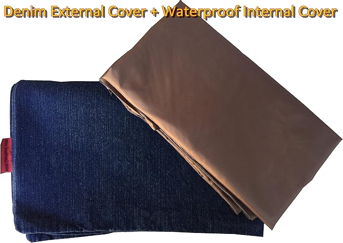 Dogbed4less Do It Yourself DIY Pet Bed Pillow Duvet Denim Cover with Waterproof Internal case for Dog or Cat 36"X29" Blue