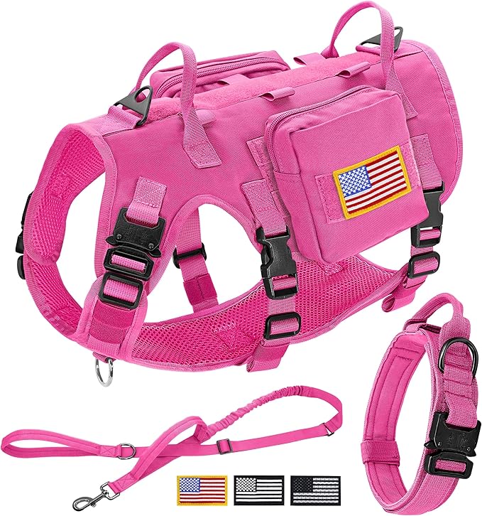 Forestpaw Pink Tactical Dog Harness for Large Dogs