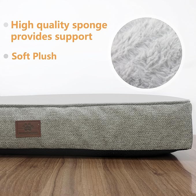 Waterproof Orthopedic Dog Beds for Large Dogs with Washable Cover FoamStyle(36"X23"X3") Grey