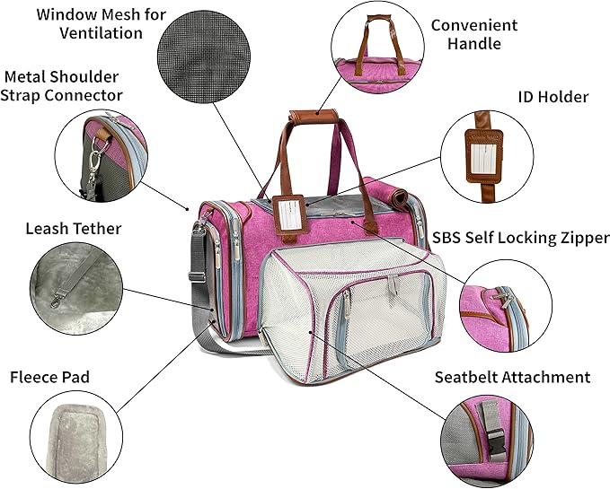 Mr. Peanut's Expandable Airline Approved Soft Sided Pet Carrier, Low Profile Gold Series Tote, Premium Brand Self Locking Zippers, Plush Faux Fleece Bedding with a Sturdy Plywood Base