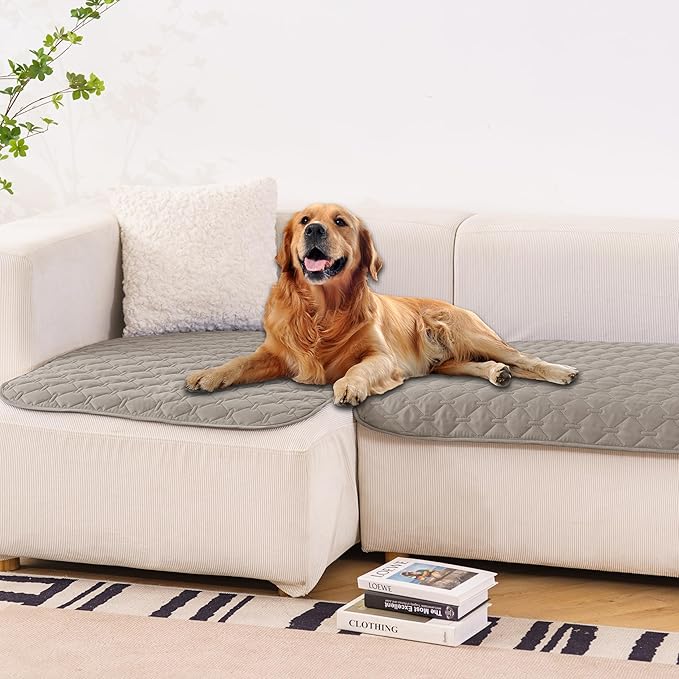 gogobunny 100% Double Sided Waterproof Dog Blanket Soft Pet Bed Cover Reversible Protect Furniture Couch Sofa Car for Puppy Large Dog Cat (Dark Stone/Light Stone 32x53 Inch 1))