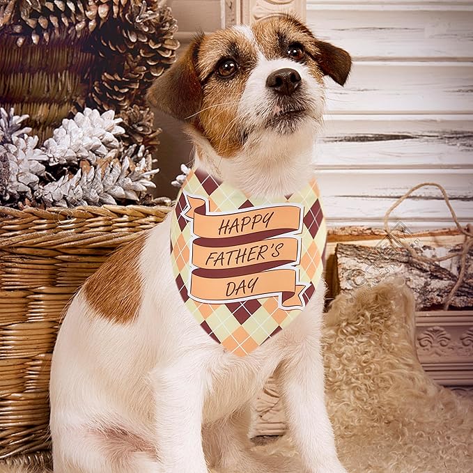 10PCS Father’s Day Dog Bandanas Small XS XXS for Girl Boy Puppy Doggie “Best Dad” “Super Dad” “ I Love Dad” “ Happy Father’s Day” Pink Blue Yellow Plaid Grooming Accessories