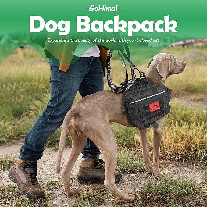 Dog Hiking Backpack for Large & Medium Dogs to Wear 4 Side
