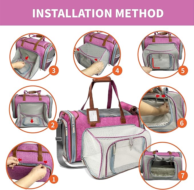 Mr. Peanut's Expandable Airline Approved Soft Sided Pet Carrier, Low Profile Gold Series Tote, Premium Brand Self Locking Zippers, Plush Faux Fleece Bedding with a Sturdy Plywood Base