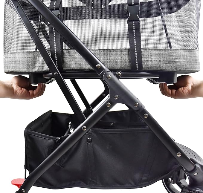 ROODO Dog Stroller Cat Stroller 3-in-1 Multifunctional 4 Wheels Lightweight Foldable Portable Detachble Pet Gear 30lbs Small