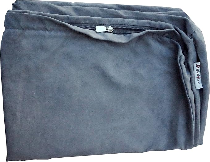 Dogbed4less 47X29X4 Inches XL Size : Suede fabric External Replacement Cover in Gray Color with zipper liner for Dog Pet Bed Pillow or pad