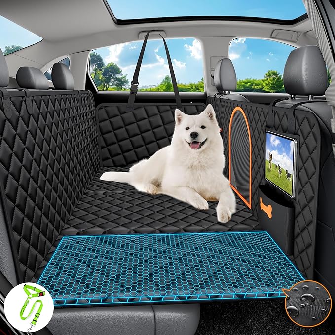 Back Seat Extender for Dogs Large Hard Bottom Car Seat Cover Waterproof Sturdy Nonslip Pets Dog Hammock Backseat Protector for Car