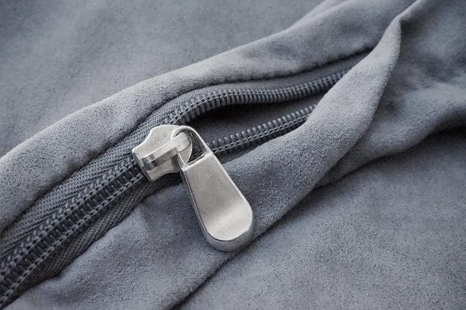 Dogbed4less 37X27X4 Inches Medium Large Size : Suede Fabric External Replacement Cover in Gray Color with Zipper Liner for Dog Pet Bed Pillow or pad