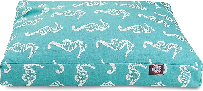 Teal Sea Horse Small Rectangle Indoor Outdoor Pet
