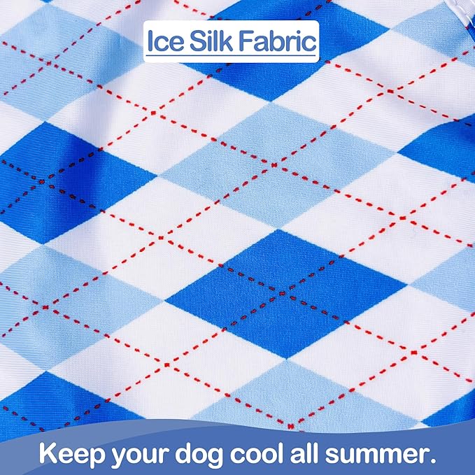 PET SHOW 4 Pack Cooling Dog Shirts Puppy Summer Clothes Paisley Vest Paw Printed Sleeveless Cats Doggies Tie Dye T-Shirts Plaid Tank Top Tee for Small Medium Dogs (S, Blue for Boys)