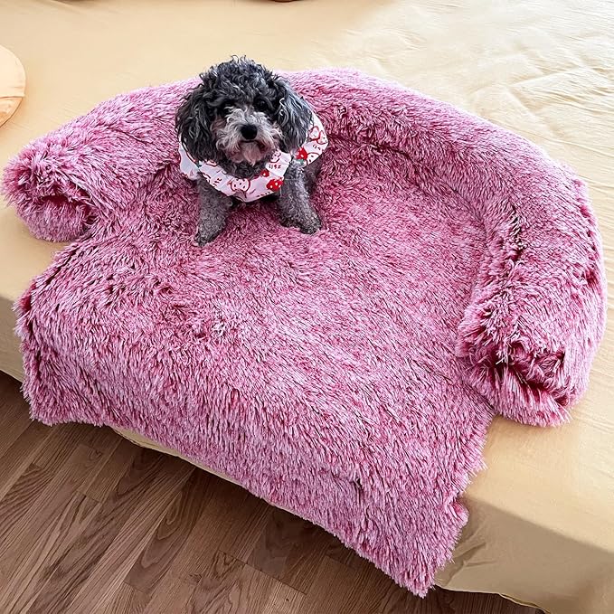 Calming Dogs/Cats Bed Fluffy Plush Dogs/Cats Mat for Furniture Protector with Waterproof Lining